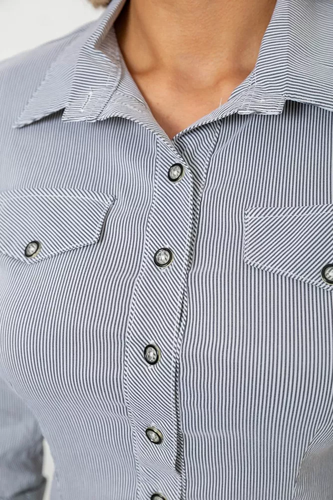 Купить Рубашка классическая в полоску, цвет серый, 230R643-1 - Фото №5