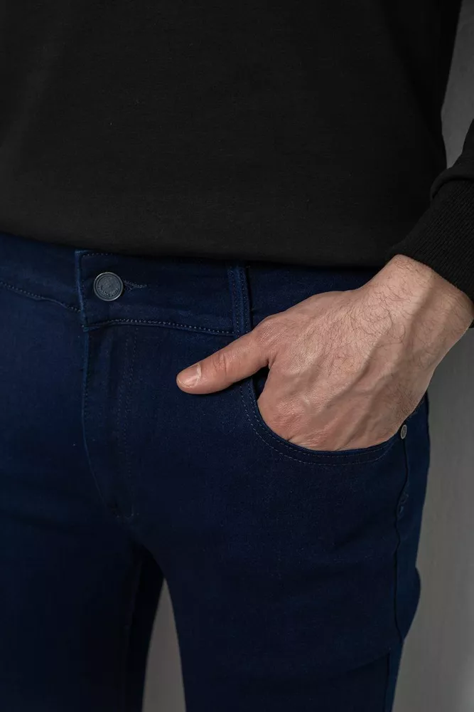 Купить Джинсы мужские однотонные Straight, цвет синий, 244R1051-1 - Фото №5