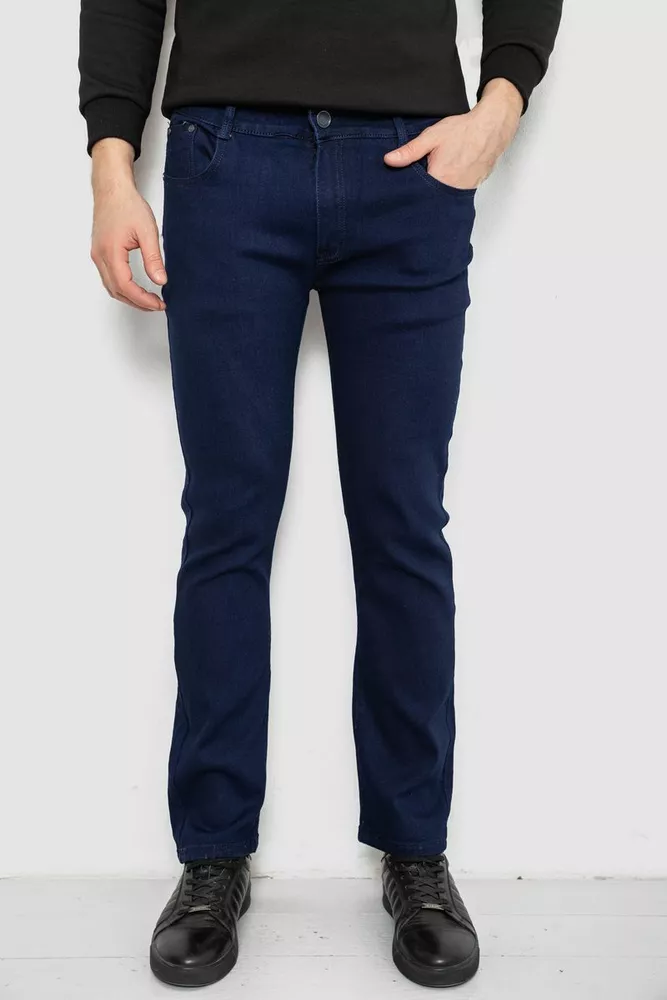 Купить Джинсы мужские однотонные Straight, цвет синий, 244R1051-1 - Фото №1