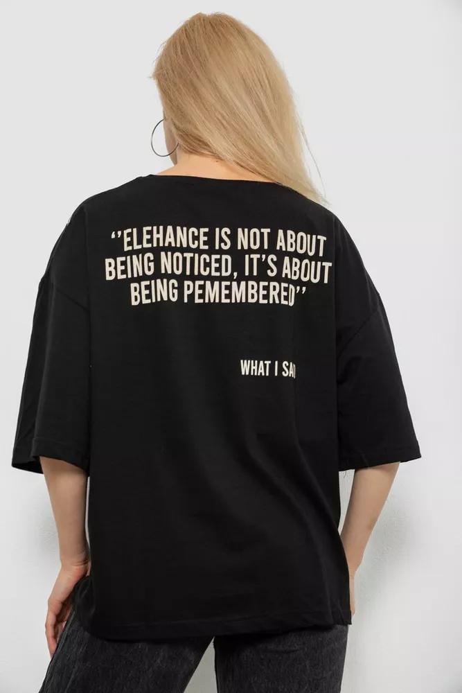 Купить Футболка женская с принтом, цвет черный, 244R2016 оптом - Фото №4