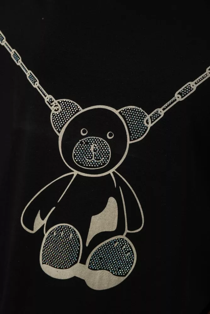 Купить Футболка женская с принтом, цвет черный, 244R2016 оптом - Фото №5