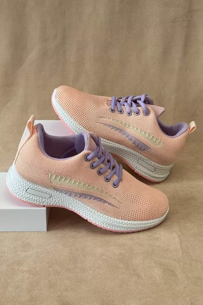 Кроссовки женские текстиль, цвет персиково-фиолетовый, 243RA33
