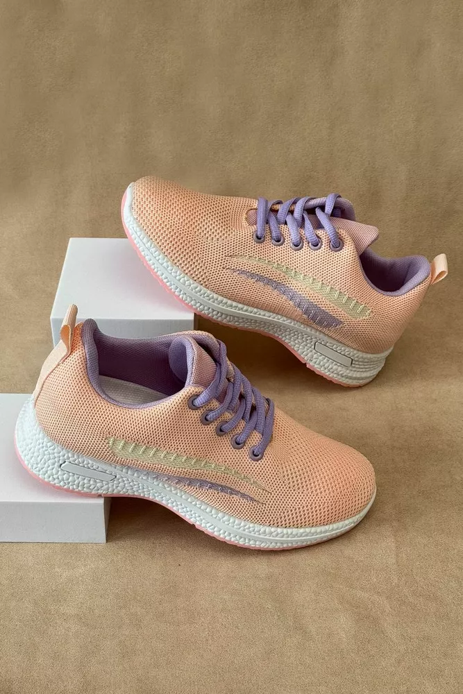 Купить Кроссовки женские текстиль, цвет персиково-фиолетовый, 243RA33 - Фото №2