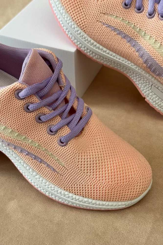 Купить Кроссовки женские текстиль, цвет персиково-фиолетовый, 243RA33 - Фото №3