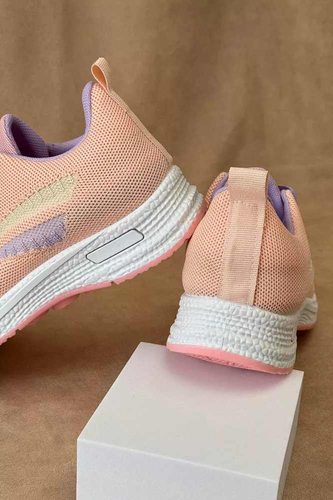 Купить Кроссовки женские текстиль, цвет персиково-фиолетовый, 243RA33 - Фото №4