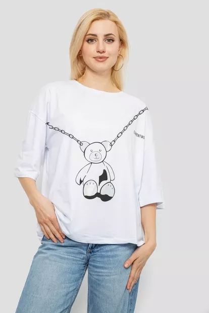 Футболка жіноча з принтом, колір білий, 244R2016