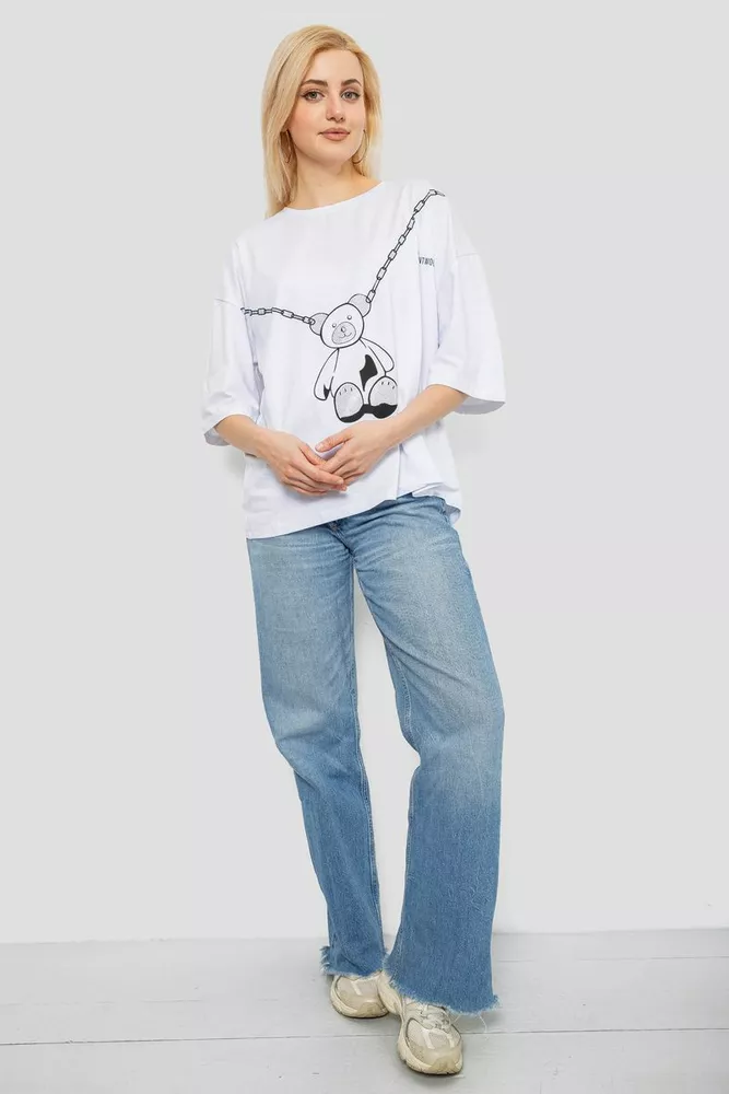 Купить Футболка женская с принтом, цвет белый, 244R2016 - Фото №2
