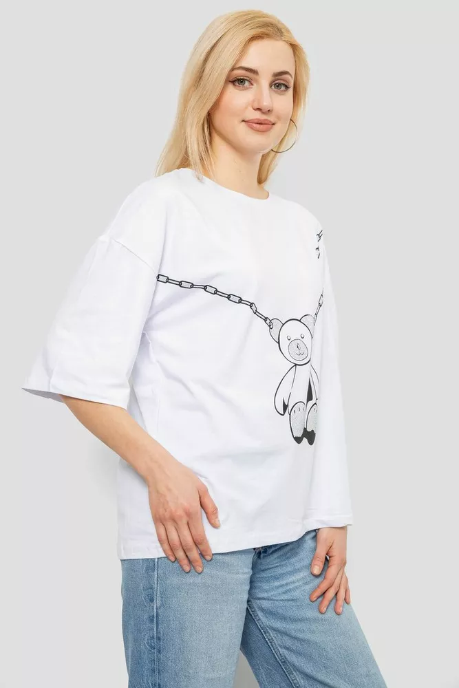 Купить Футболка женская с принтом, цвет белый, 244R2016 - Фото №3