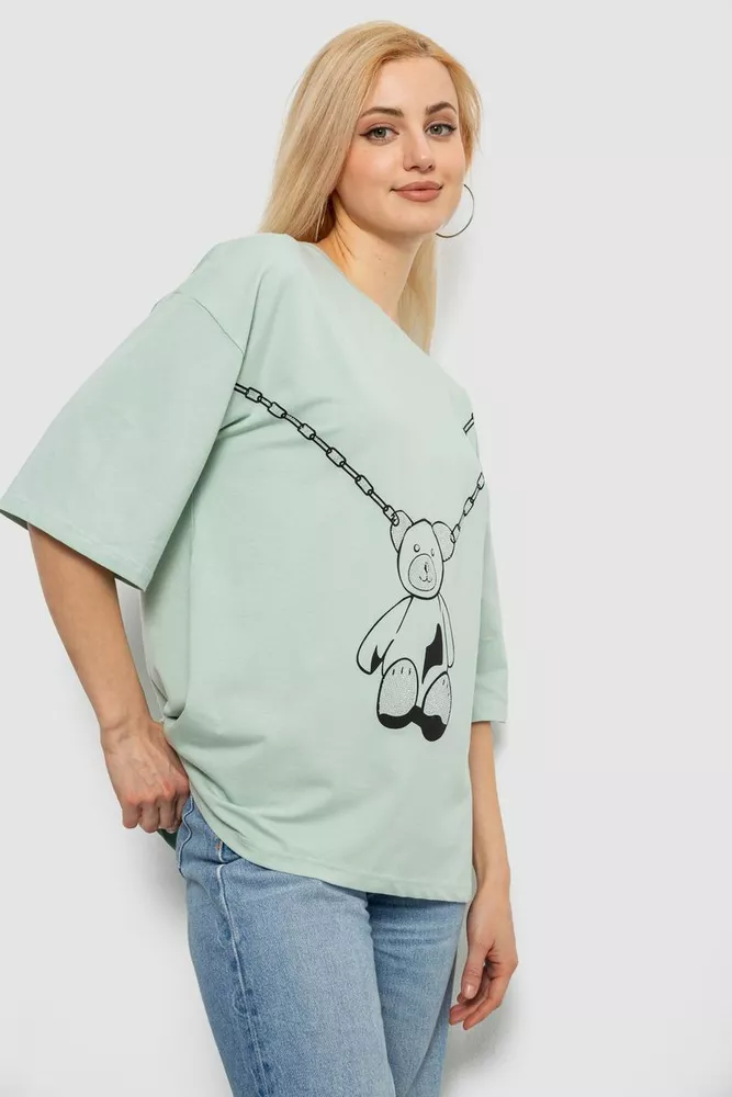 Купити Футболка жіноча з принтом, колір оливковий, 244R2016 - Фото №3