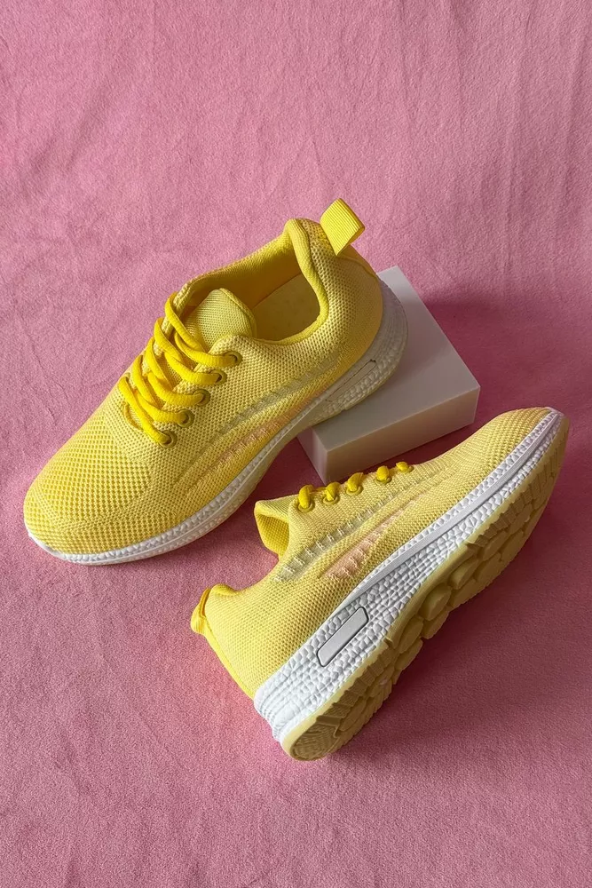 Купить Кроссовки женские текстиль, цвет желтый, 243RA33 - Фото №1
