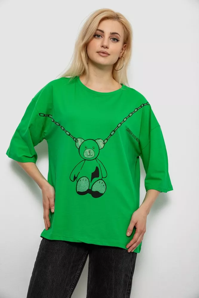 Купити Футболка жіноча з принтом, колір зелений, 244R2016 - Фото №1