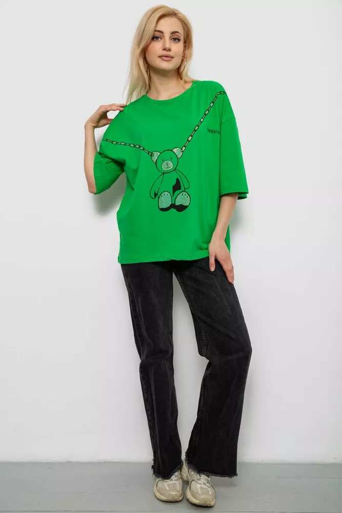 Купити Футболка жіноча з принтом, колір зелений, 244R2016 - Фото №2