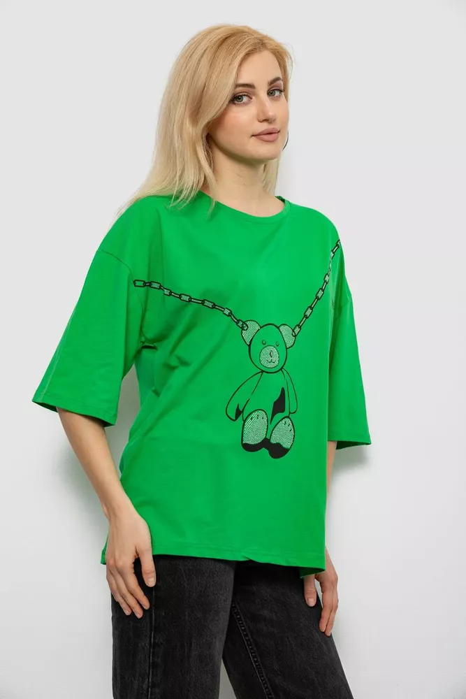 Купити Футболка жіноча з принтом, колір зелений, 244R2016 - Фото №3
