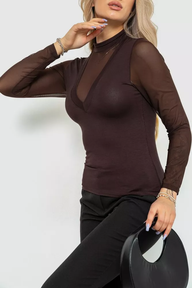 Купити Кофта жіноча, колір коричневий, 186R506 оптом - Фото №3