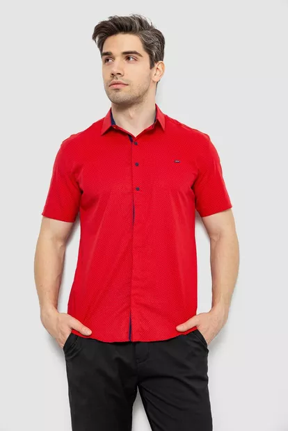 Мужская рубашка с принтом, цвет красный, 186R7142