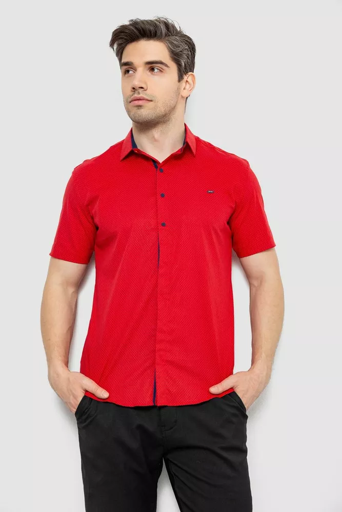 Купить Мужская рубашка с принтом, цвет красный, 186R7142 - Фото №1