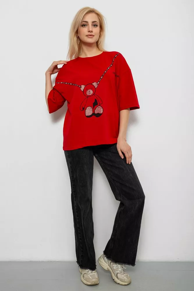 Купити Футболка жіноча з принтом, колір червоний, 244R2016 - Фото №2