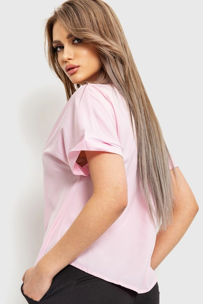Купить Блуза однотонная  -уценка, цвет розовый, 230R100-2-U-4 оптом - Фото №4