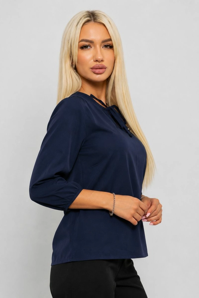Купити Блуза жіноча однотонна  -уцінка, колір синій, 230R87-U-1 - Фото №3