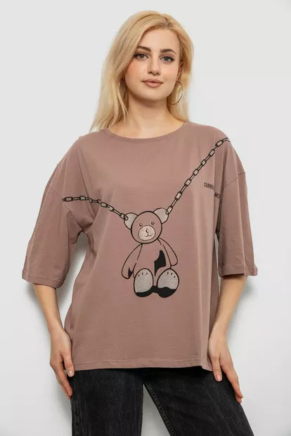Футболка жіноча з принтом, колір мокко, 244R2016