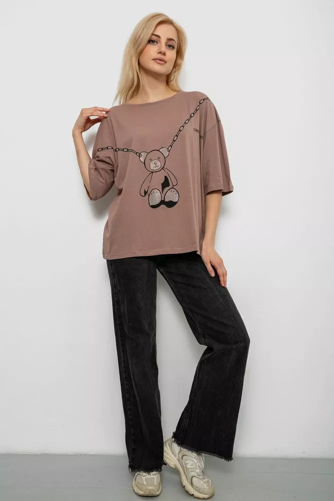 Купити Футболка жіноча з принтом, колір мокко, 244R2016 - Фото №2