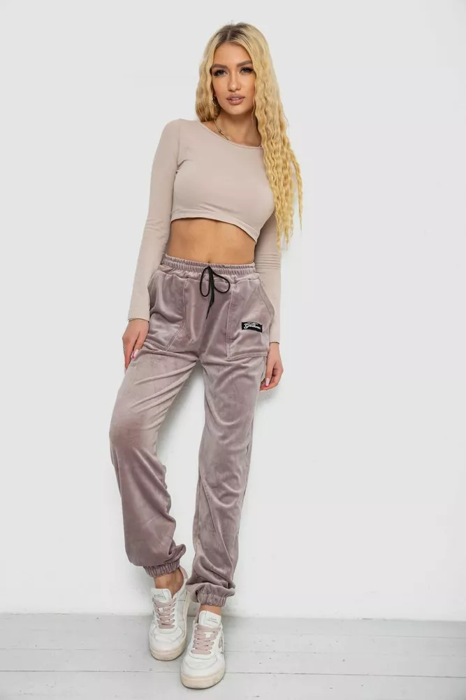 Купити Штани жіночі велюрові  -уцінка, колір мокко, 238R58473-U-17 - Фото №2