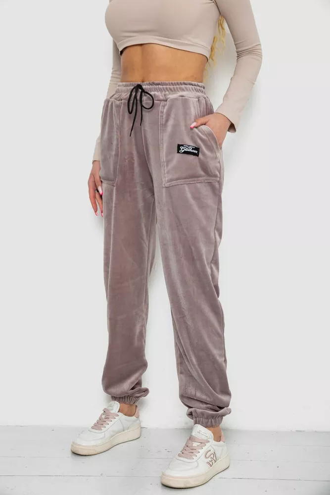 Купити Штани жіночі велюрові  -уцінка, колір мокко, 238R58473-U-17 - Фото №3