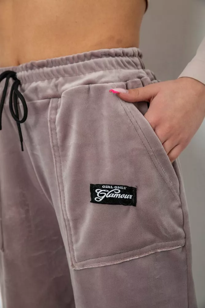 Купити Штани жіночі велюрові  -уцінка, колір мокко, 238R58473-U-17 - Фото №5