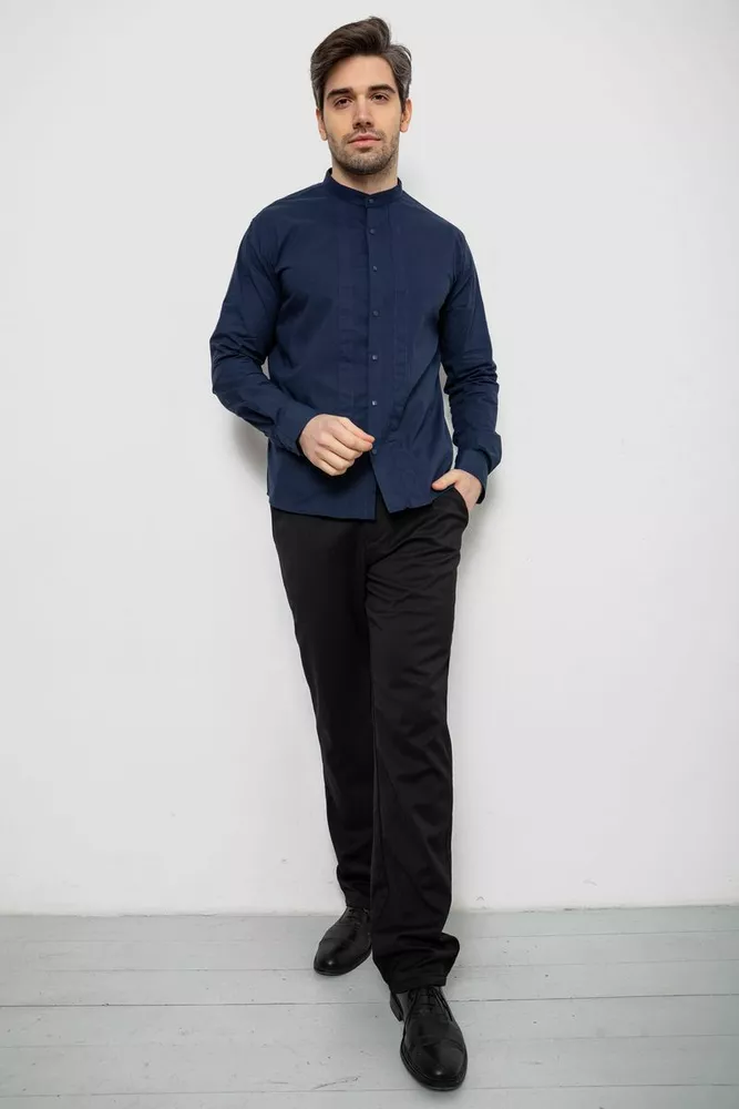 Купить Рубашка мужская однотонная, цвет темно-синий, 186R2033 - Фото №2