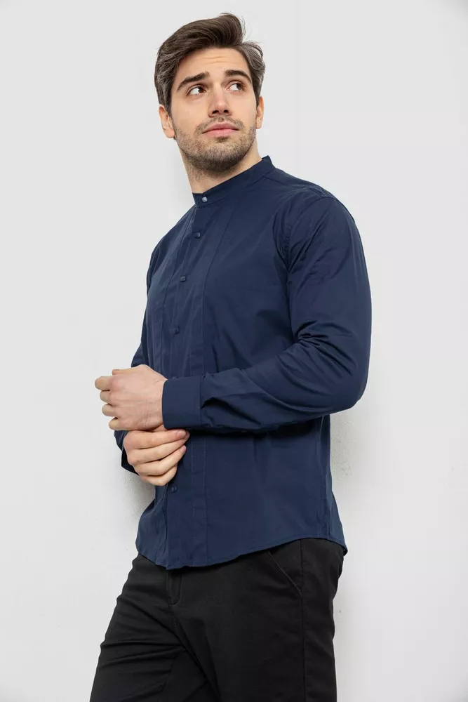 Купить Рубашка мужская однотонная, цвет темно-синий, 186R2033 - Фото №3