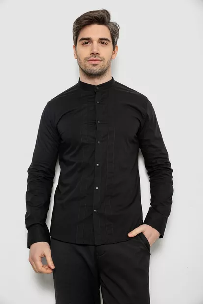 Сорочка чоловіча однотонна, колір чорний, 186R2033