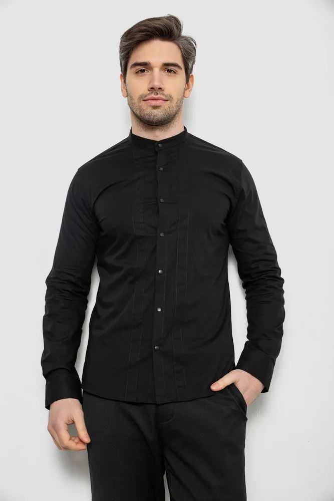 Купити Сорочка чоловіча однотонна, колір чорний, 186R2033 - Фото №1