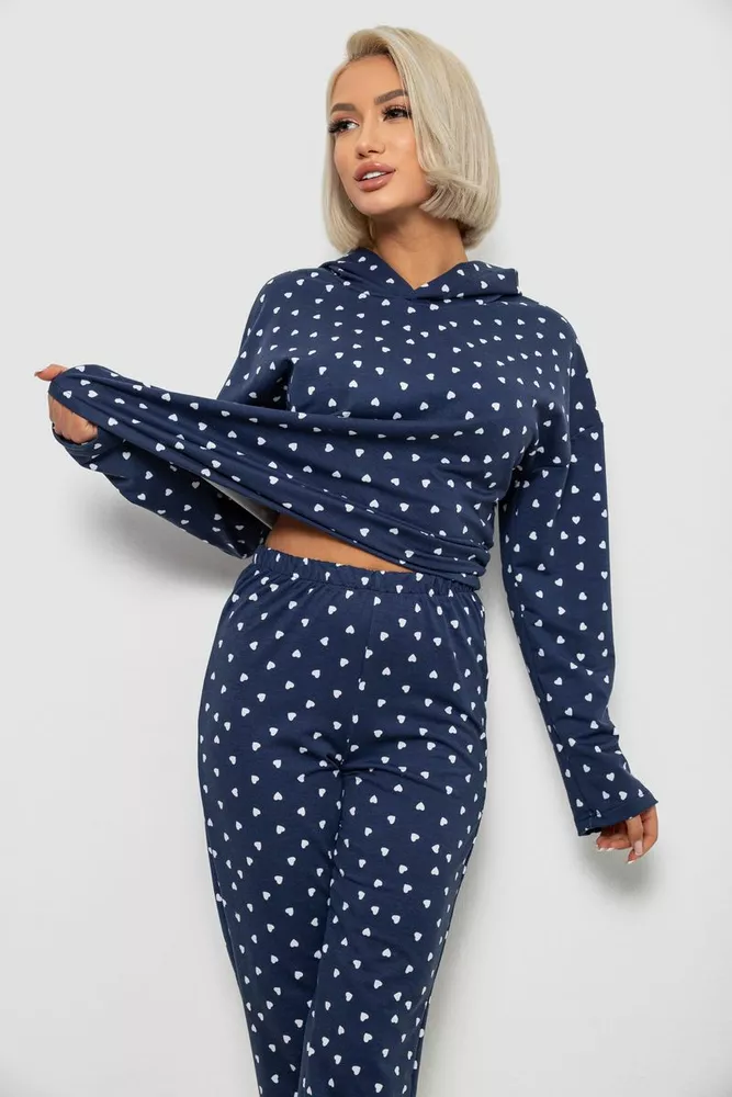 Купити Костюм жіночий домашній з принтом, колір синьо-білий, 257R1115 оптом - Фото №2