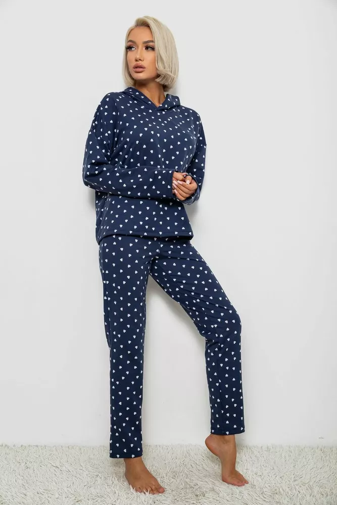 Купити Костюм жіночий домашній з принтом, колір синьо-білий, 257R1115 оптом - Фото №3