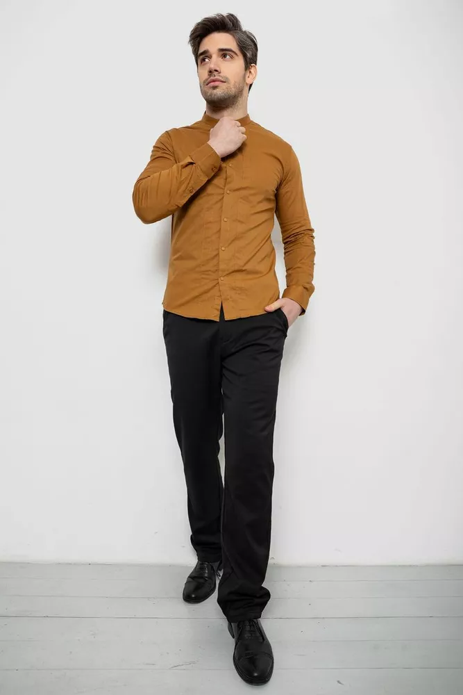 Купити Сорочка чоловіча однотонна, колір бежевий, 186R2033 - Фото №2