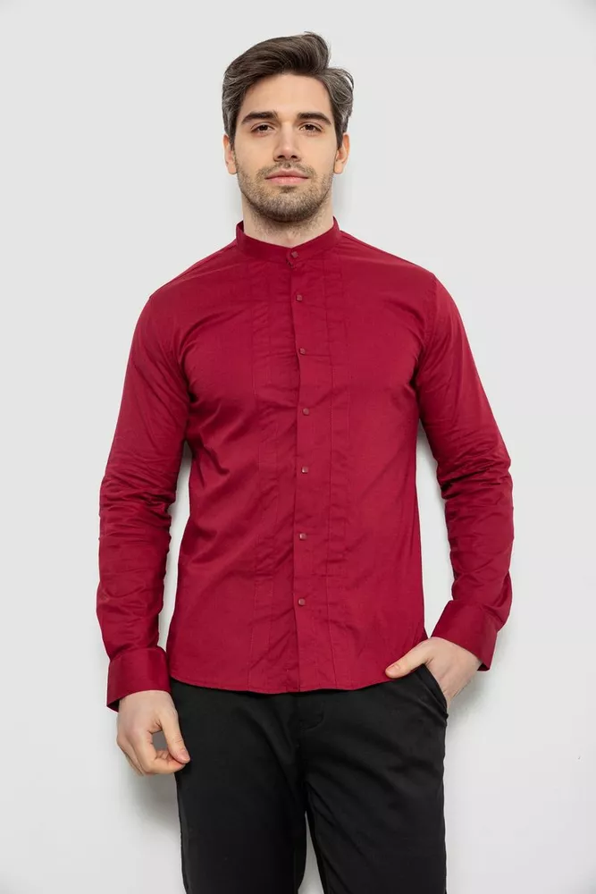 Купити Сорочка чоловіча однотонна, колір бордовий, 186R2033 - Фото №1