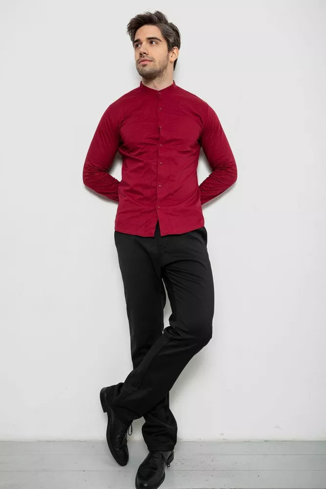 Купити Сорочка чоловіча однотонна, колір бордовий, 186R2033 - Фото №2