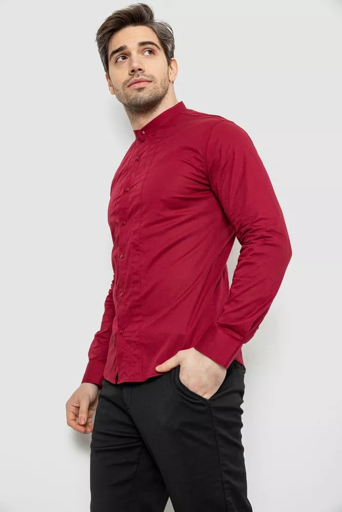 Купити Сорочка чоловіча однотонна, колір бордовий, 186R2033 - Фото №3
