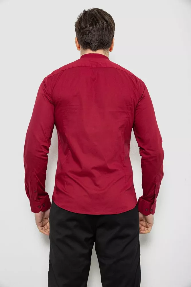 Купити Сорочка чоловіча однотонна, колір бордовий, 186R2033 - Фото №4