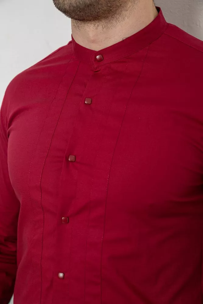 Купити Сорочка чоловіча однотонна, колір бордовий, 186R2033 - Фото №5