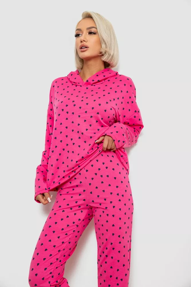 Купити Костюм жіночий домашній з принтом, колір рожевий, 257R1115 оптом - Фото №2