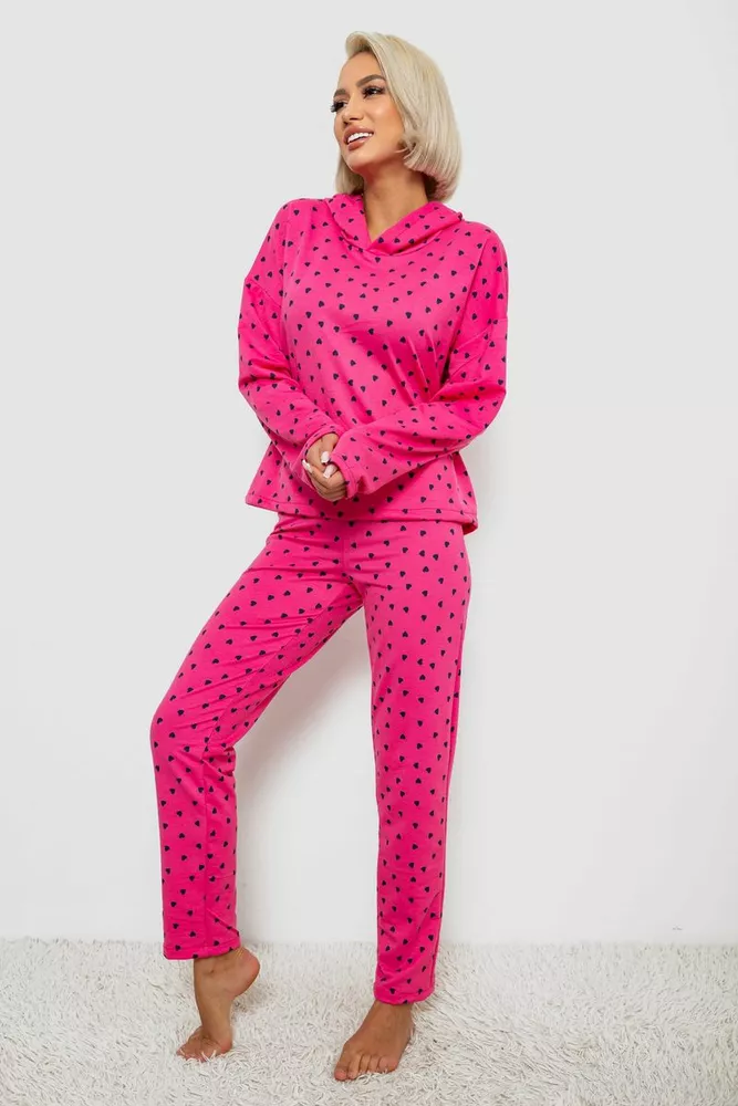 Купити Костюм жіночий домашній з принтом, колір рожевий, 257R1115 оптом - Фото №3