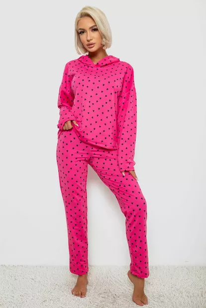 Костюм жіночий домашній з принтом, колір рожевий, 257R1115