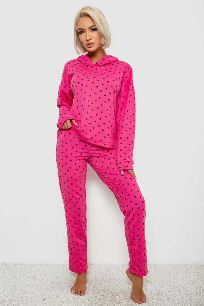 Купити Костюм жіночий домашній з принтом, колір рожевий, 257R1115 оптом - Фото №1