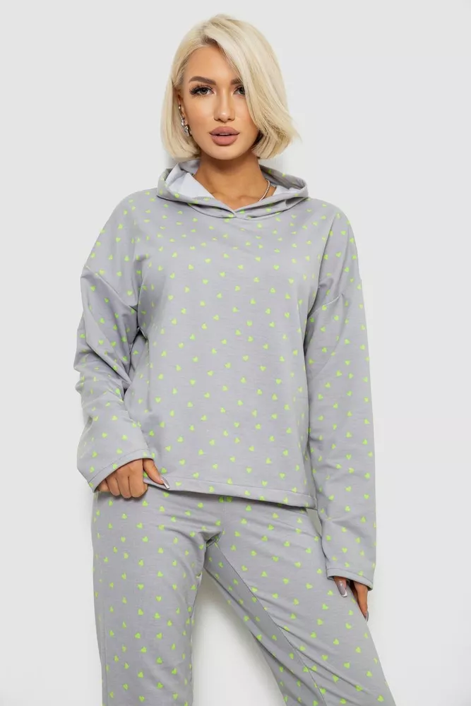 Купить Костюм женский домашний с принтом, цвет серый, 257R1115 - Фото №2