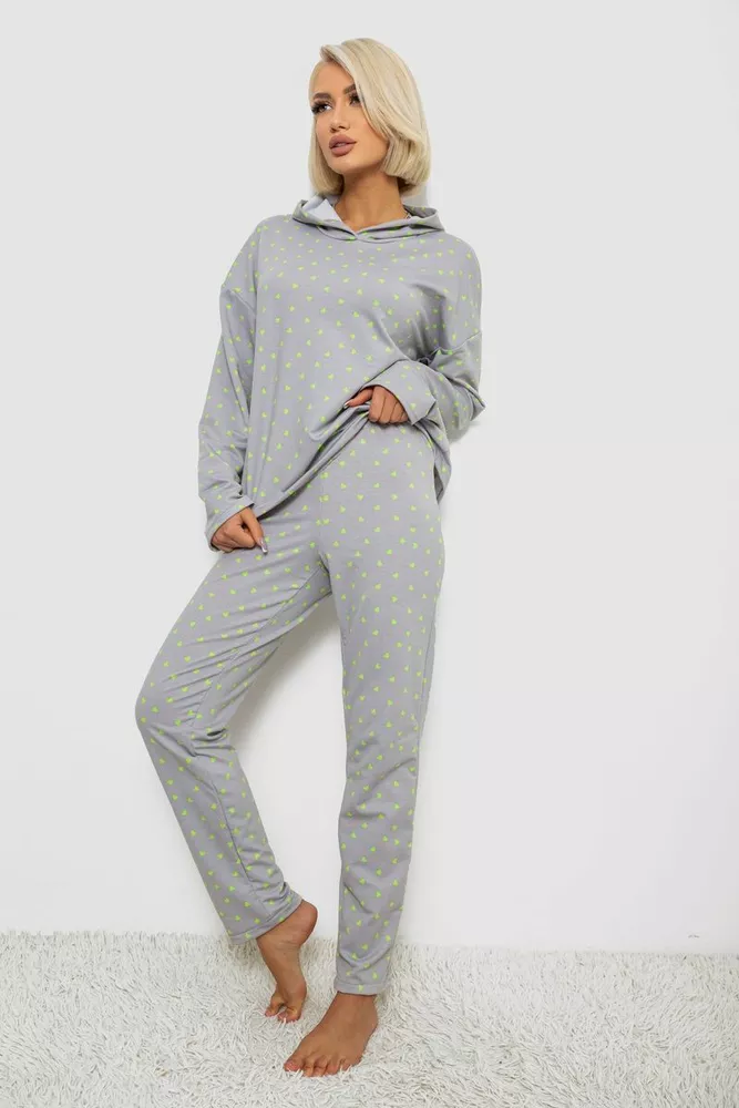 Купить Костюм женский домашний с принтом, цвет серый, 257R1115 - Фото №3