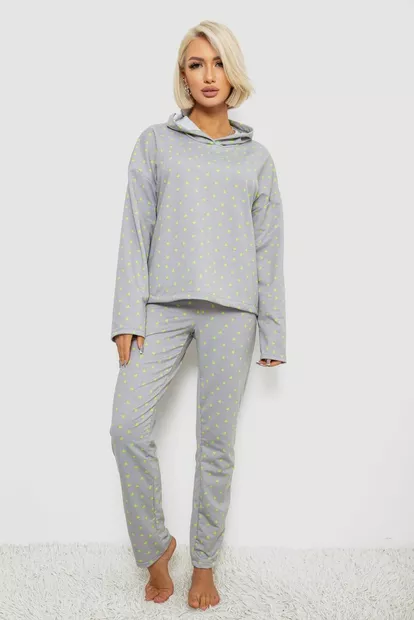 Костюм женский домашний с принтом, цвет серый, 257R1115