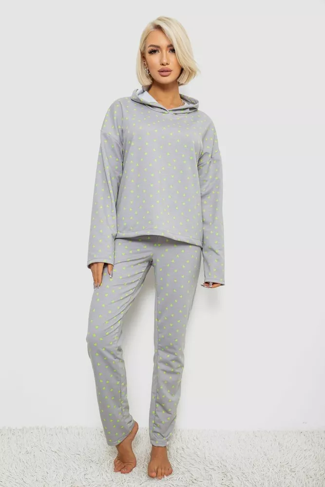 Купить Костюм женский домашний с принтом, цвет серый, 257R1115 - Фото №1