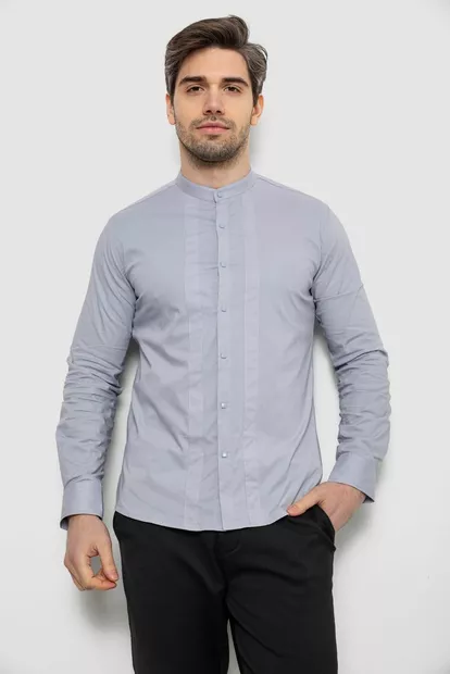 Сорочка чоловіча однотонна, колір сірий, 186R2033