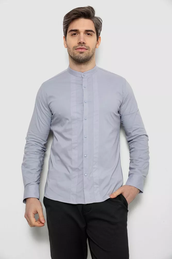 Купити Сорочка чоловіча однотонна, колір сірий, 186R2033 - Фото №1